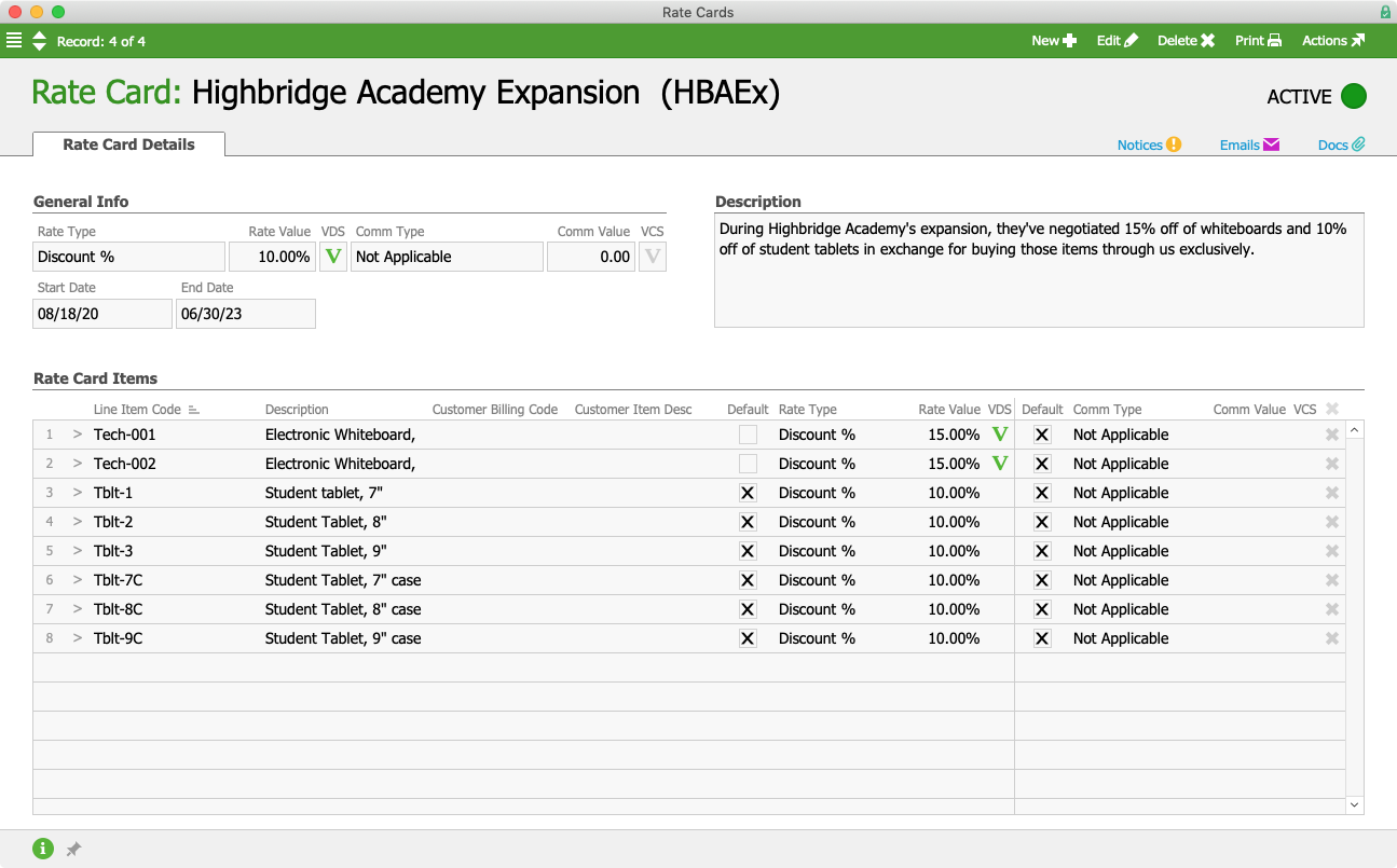 Highbridge Rate Card