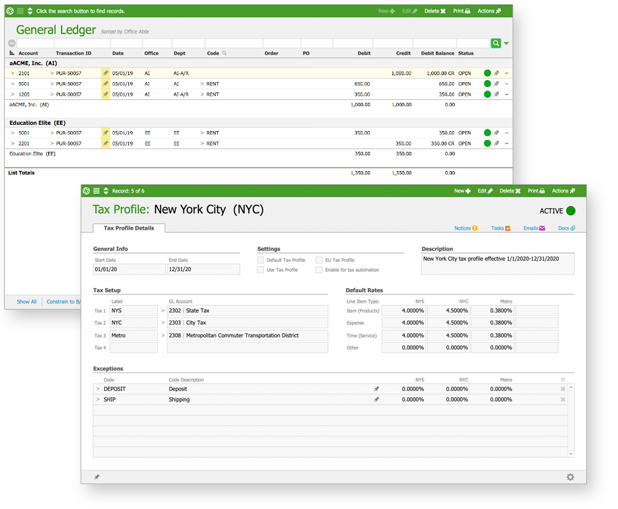 GL Module and Tax Profile Module